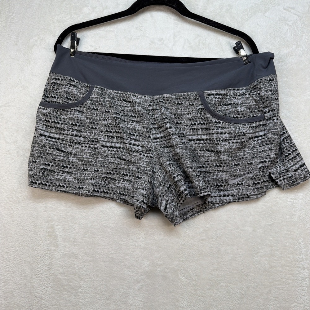Nike Dri Fit Running Shorts Womens XL Gray Athletic Gym Spandex Training